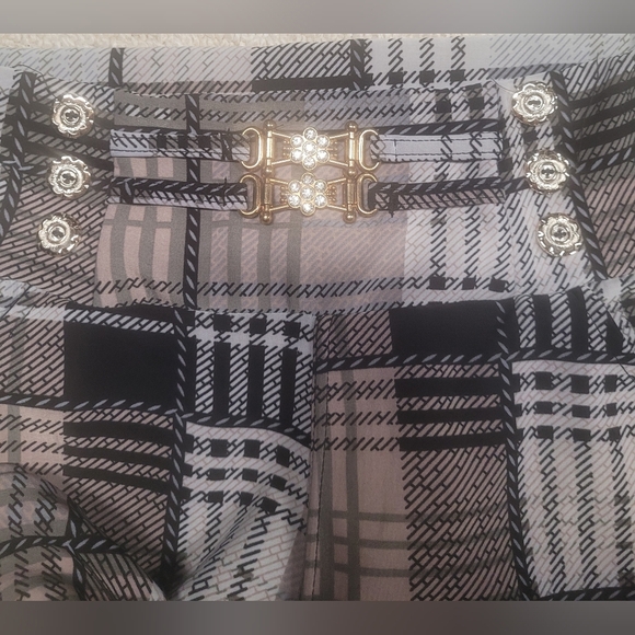 Unbranded S Legging Capris Plaid Gold & Diamond Inspired Look Extreme Comfort - Picture 2 of 3